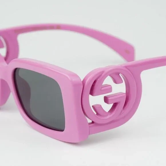 NEW Gucci GG1325S 006 Pink Grey Rectangle Unisex Sunglasses GG 1325S